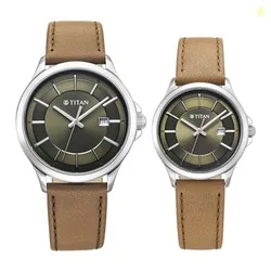 Titan Modern Bandhan Quartz Analog Green Dial Pair Watches