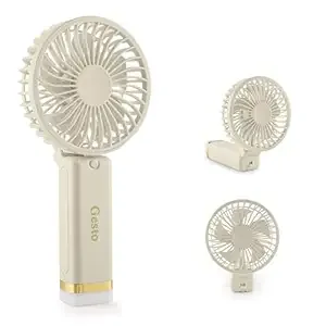 Gesto Portable Fan Rechargeable with LED Light  Foldable Mini Fan, Small Fan,USB Charging Hand Fan with 1200mAh Battery & 3 Speed Modes | Travel, Mak