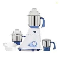 Preethi Blue Leaf Diamond Mixer Grinder, 750 Watt 3 Jars + Flexi Lid, White | With Flexi lid, Stainless Steel jars and blades, for Perfect wet, dry