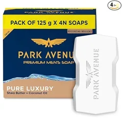 Park Avenue Premium Mens Soaps for Bath  Pure Luxury | 125g (Pack of 4) | Enriched with Shea Butter & Coconut Oil | Grade 1 Soap | For All Skin Type