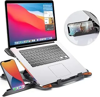 2-in-1 Laptop and Mobile Stand, Ergonomic, Adjustable Height, Anti-Slip Base, Heat Dissipation, Portable, Lightweight, Compatible with All Laptops Up