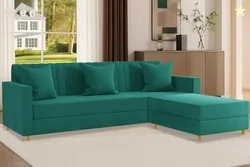 Rosebell 3 + 1 Wooden 4 Seater L Shape Velvet Sofa Set | Convertible Modular Sectional Couch for Living Room | Space-Saving Design for Home & Office G