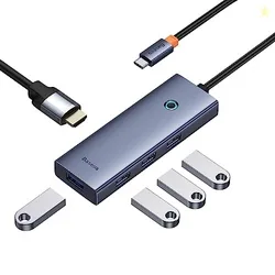 UltraJoy 5-in-1 USB-C Hub, 4K HDMI, 3x USB 3.0 Ports, 100W Power Delivery, Grey