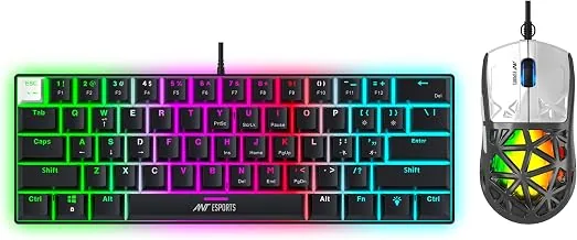 Ant Esports Thunder10, 60% Wired Mechanical Gaming Keyboard Mouse Combo, Anti-Ghosting Brown Switch RGB Backlit Keyboard,5 Programable Buttons 3200DPI