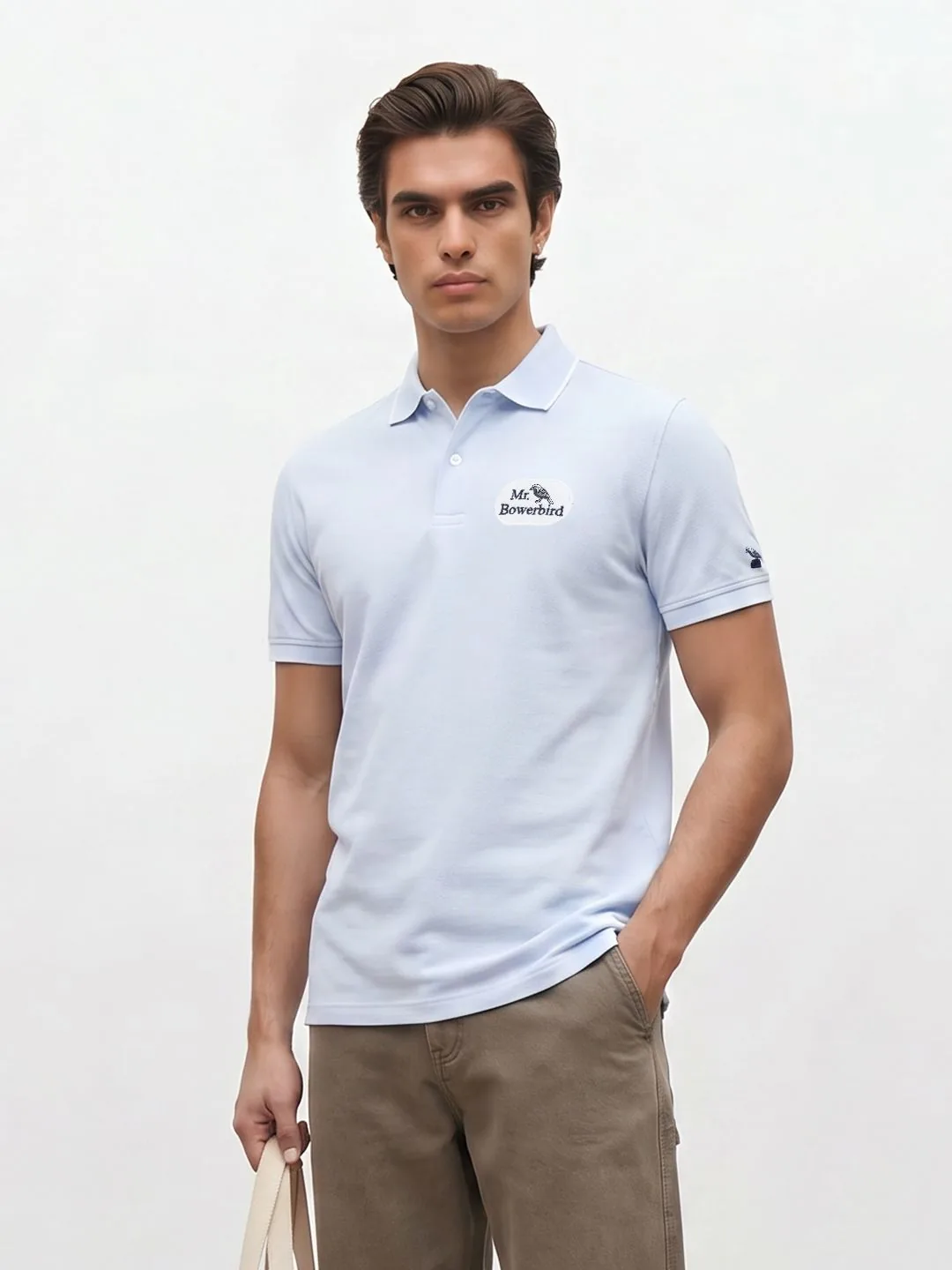 Mr Bowerbird Polo Collar Brand Logo Printed Pure Cotton T-Shirt