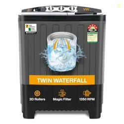 VW Visio World 7.5 kg 5 Star Aqua Spin Semi Automatic Top Load Washing Machine Aqua-Spin0075P (Black)