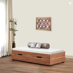 Helios Lewis Diwan Single Bed | Engineered Wood | Brown | 1 Year Warranty