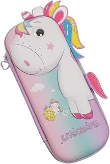Crackles 3D Unicorn Stylish Print Hardtop EVA Pencil Pouch Case for Boys and Girls School Kids Pack of 1