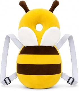 GLUN Baby Cute Honey Bee Soft Cushioning Fall Protector Backpack Pack of 1 Yellow & Black Colour, Adjustable Shoulder Belt, Head Protection Back for