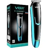 VGR V-183 Professional Trimmer for Men | 120 Min Runtime, Corded & Cordless Use, 5 Length Settings, LED Display with USB Charging (Blue)