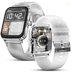 Fire-Boltt Ninja Phantom Smart Watch 1.83 Display, Transparent Clear Body Design, Bluetooth Calling, 120+ Sports Modes, Voice Assistant, AI Outfit Watch Face Smartwatch for Men & Women Stealth White