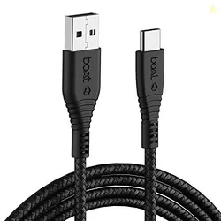 boAt Type C A325/A320 Tangle-free, 60W Sturdy Type C Cable with 3A Rapid Charging & 480 Mbps Data Transfer, Compatible with Smartphones & Tablets(Black)