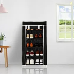 Amazon Brand - Solimo Foldable Shoe Rack, 5 Layer, Black, Premium, Alloy Steel, Plastic