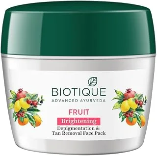 Biotique Fruit Brightening Depigmentation and Tan Removal Face Pack| Ayurvedic and Organically Pure| Tan Removal Face Pack for All Skin Types|100% Bot