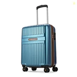 Aristocrat Atlas Cabin Polycarbonate Hard Case 8-Wheel Trolley Bag, Blue | Durable Case, Lightweight, Combination Lock, Sturdy Zipper, Compact Travel