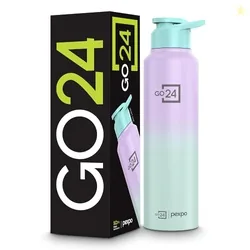 Go24 pexpo Stainless Steel Water Bottle 1 ltr, Fridge Bottle | 950ml, Sipper Cap, Lightweight, Leakproof, BPA-
