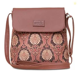 ZOUK Flap Sling Bag | Crossbody Bags for Women | Women's Handbags | Stylish | Vegan Leather Evening Bag | Travel & Office Use | Purse and Wallet | Jodhpur Damask Print
