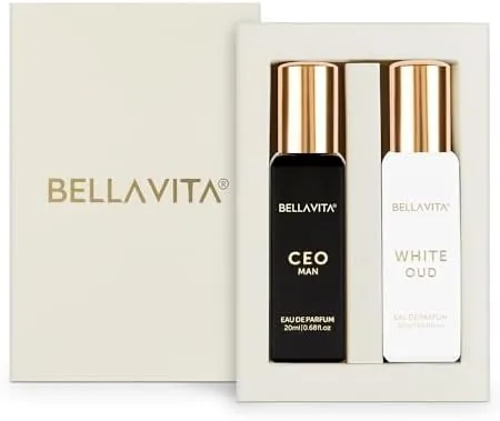 BELLAVITA CEO MAN and WHITE OUD Unisex | Long Lasting Perfume Unisex | Eau De Parfum pack of 2x20ml each | Tonka, Agarwood & Orange | Woody, Spicy & C