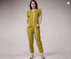 POPWINGS Casual Printed Top and Joggers Set for Women || Stylish Summer Co-Ords Set for Women || Round-Neck Top and Joggers Combo Set for Women