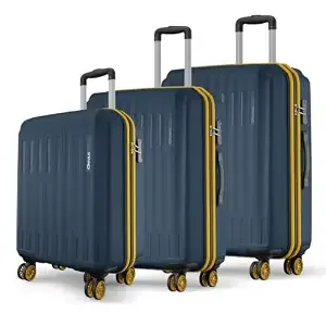 Safari Genius Alley Set of 3 (Cabin+ Medium + Large) Trolley Bags Hard Case Polypropylene, 4 Wheels, 360 Degree Wheeling Luggage, Travel Bag, Suitcase