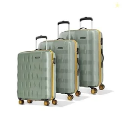 Comet Set of 3 (Cabin+Medium+Large) Hard Case Trolley Bags,Green