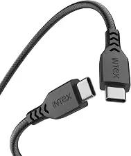 Intex Speed 65W Type C to C Fast Charging & Data Sync, Tangle Free Cable, 480Mbps Compatible For Laptop, BT Speaker, Mobile, Tablet, TWS & Other Type