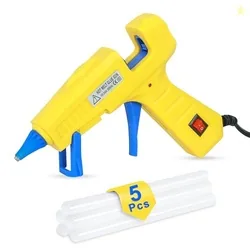 Glue Gun 30 Watt with 7mm 5 Pieces Glue Sticks 6 inch Transparent, ON/Off Switch Button, LED Indicator, Transparent Glue Sticks for Craft Specialist a