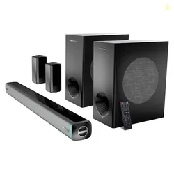 ZEBRONICS Juke bar 9550 pro 5.2 Soundbar (625 Watts), Dolby Audio, Dual Wireless Subwoofer & Wired Satellite, BT v5.3, HDMI ARC, Optical, Powerful Bas