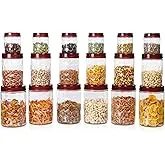 Milton Hexa Airtight Containers for Kitchen Storage Food Grade Plastic, Stackable & Transparent Organizer Jars, Masala Dabba, Set Of 18 (6 x 270ml, 6