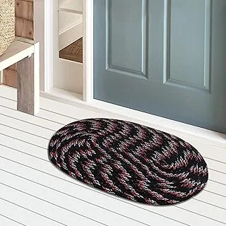 Kuber Industries Cotton Oval Door Mat for Porch/Kitchen/Bathroom/Laundry Room,(Black) 54KM3948