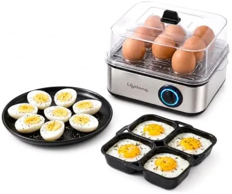 Lifelong 2-in1 Egg Boiler and Poacher 500-Watt (Black), Boil 8 eggs, Poach 4 eggs, Easy to clean| 3 Boiling Modes, Stainless Steel Body and Heating