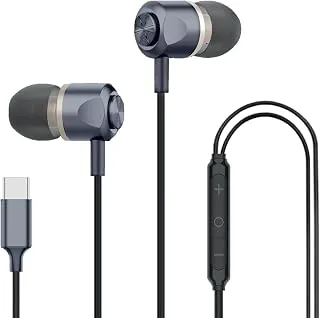 Kratos Tune V7 C Type Earphones Wired, Deep Bass Drivers Earphone, Inline Control Type c Headphones with Mic, Comfort Fit Type c Earphone with Volume