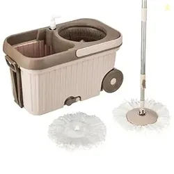 Elite Spin Mop with Bigger Wheels and Auto- Fold Handle, Chestnut, 2 Refills, Stainless Steel, Microfiber,Chestnut
