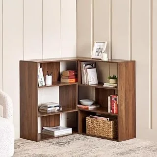 Addison Open Book Shelf | Engineered Wood | Brown | 1 Year Warranty