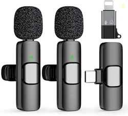Wireless Mic with Noise Cancellation | Dual Channel Mic Wireless | Microphone for Video Recording, YouTube, Vlogging, Live Streaming | Charging Case I