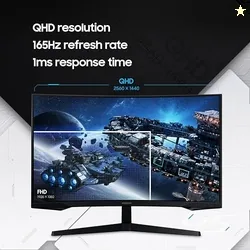 Samsung 27" (68.5cm) Odyssey G5 2K Curved Gaming Monitor|QHD 2560 X 1440|1000R Curved|165Hz|1ms(MPRT)|300nits|Ports-HDMI,DP,Headphone|DP Cable|HDR10|F
