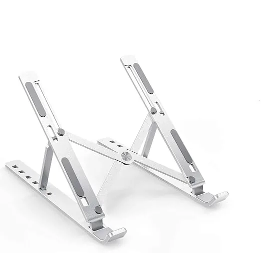 Aluminium Laptop Stand Adjustable 6 Angles, Foldable Ergonomic Laptop Riser for Desk, Portable Metal Holder for Laptop, Tablet, Study, Office & Work f