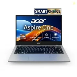 Acer Smartchoice Aspire One AMD Ryzen 5-40, 8GB LPDDR5 RAM/ 256GB SSD, 14.0/35.56cm WXGA Display, Win 11 Home, Pure Silver, 1.48KG, A114-43, Thin and Light Laptop