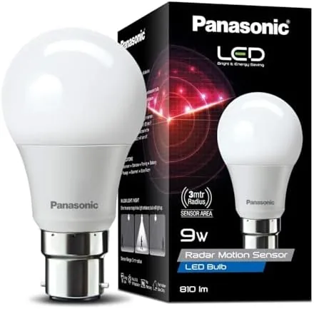 9 Watt Motion Sensor Led B22D Bulb for Home with 3 Mtr Radius Sensor Area, Auto Off After 15 Sec, 1 Yr Warranty