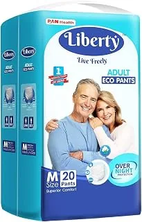 Eco Adult Diaper Pants, Medium (M) Size, 20 Count, Waist Size (61-115cm | 24-45 inches), Unisex, High Absorbency, Leak Proof, Overnight Protection, Pa