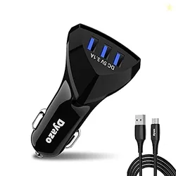 Dyazo Smart 3 Port USB Car Charger Compatible for Samsung Galaxy S 7/6/ Edge/Note 5/ A10 /A9,LG G4/,HTC, Oppo, Vivo, Redmi & All Other Mobile Phones w