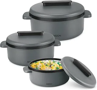 Milton Micronova Jr. Gift Set Inner Stainless Steel Casserole, Set of 3 (380 ml, 775 ml, 1345 ml), Grey, BPA Free, Food Grade, Hot and Cold, Microwave