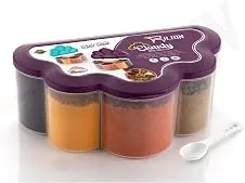 RILION Cloudy Multipurpose Masala Box Container Purple Kitchen Storage Box, 6 in 1 Plastic Box for Storage, BPA Free Kitchen Containers for Cooking Es