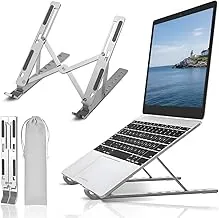 6 Angles Adjustable Aluminum Laptop Stand, Ergonomic Foldable Portable Tabletop Riser Holder for MacBook, HP, Dell, Lenovo & All Notebooks (Grey)