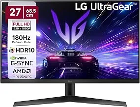 LG 27GS60F 68.5 cm(27 Inch) UltraGear FHD(1920x1080) IPS Gaming Monitor, 1ms, 180Hz, HDR10, sRGB 99%(Typ.), NVIDIA G-SYNC Compatible, AMD FreeSync,