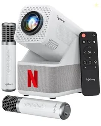 Electronics ROAR Projector with 2 Mics | Booming 20W Speakers | Cricket Commentary, Karaoke Party & Room Cinema | 1080P & 4K Ultra HD Support | All An