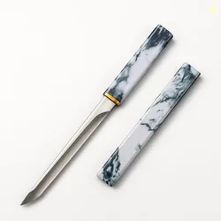 Machado Japanese Style Mini Katana Kitchen Knife with Sheath Stainless Steel - Ebony Painted Handle - Perfect for Fruit, Vegetable Slicing, Chopping