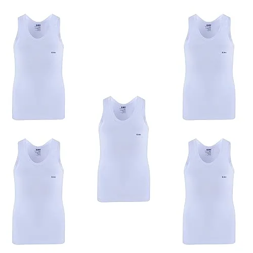 Euro Boy's Regular Solid (Pack of 5) Jr Micra Vest Round Neck_White_8-9 Years