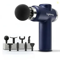 Lifelong Gun Massager for Pain Relief  8 Massage Heads, 6 Speed Modes, Rechargeable, Quiet 20W Motor, Lightweight & Portable Deep Tissue Massager for
