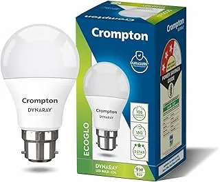 Crompton Dyna Ray 9 Watt LED Bulb Cool Day Light | Pack of 1 | B22 Base, Energy-Efficient | LED Bulb for Home & Office, Wide Light Spread